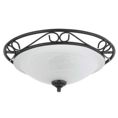 ATHEN Stropní přisazené svítidlo, těleso kov s ornamentem, povrch lak černá mat, difuzor sklo kamenné, pro žárovku 2/3x60W, E27, 230V, IP20, tř.1. rozměry dle typu