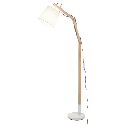 THOMAS Stojací lampa, nastavitelný směr svícení, těleso dřevo buk, stínítko textil bílá, pro žárovku 1x60W, E27, 230V, IP20, tř.1. rozměry d=230mm, h=1570mm, spínač na kabelu