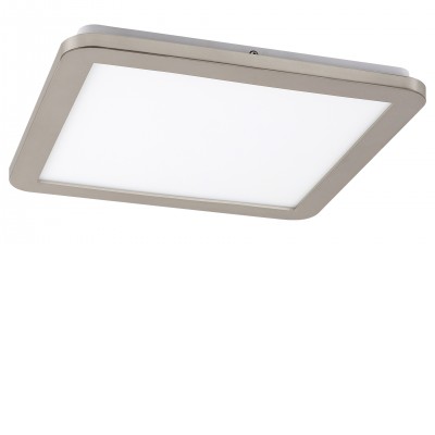 JEREMY LED 18W SQ VÝPRODEJ Stropní přisazené svítidlo, těleso kov, povrch chrom, difuzor plast opál, LED 18W, 1200lm, teplá 3000K, 230V, do koupelny IP44, tř.1. rozměry 300x300mm.