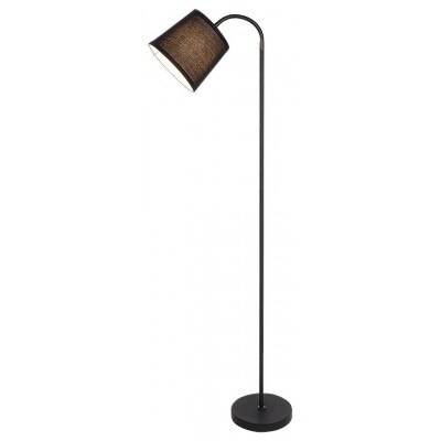 GODRIC Stojací lampa, těleso kov, povrch černá, stínítko textil šedá/černá, pro žárovku 1x25W, E27, 230V, IP20, tř.2, rozměry d=220mm, h=1410mm, vypínač na kabelu.