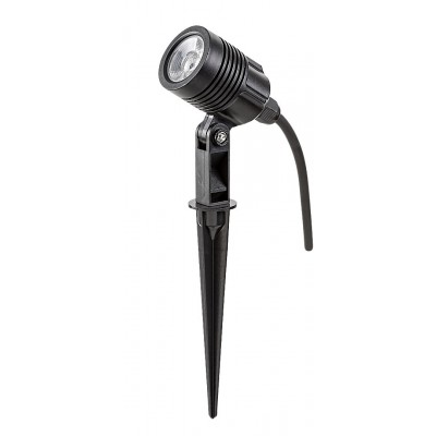 ASSAFOS 3W, IP65 Bodové venkovní svítidlo, nastavitelný směr svícení, těleso plast černá, LED 3W, neutrální 4000K, 260lm, IP65, tř.2, d=80mm, h=235mm, s bodcem do záhonu.