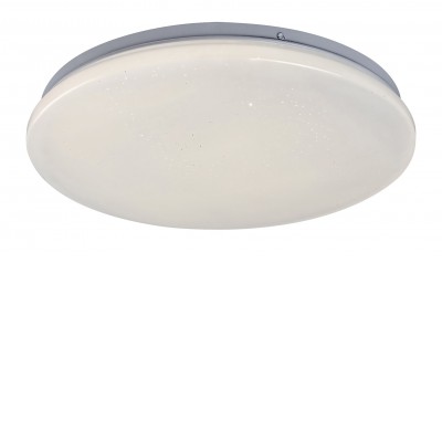 VENDEL Stropní svítidlo, těleso kov, povrch bílá, difuzor plast opál se třpyt. efektem, LED 24W, neutrální 4000K, 1970lm, 230V, IP20, tř.1, rozměry d=375mm, h=55mm.