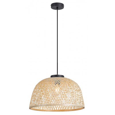 RATTAN Závěsné svítidlo, základna kov, povrch černá, stínítko ratan, pro žárovku 1x25W, E27, 230V, IP20, tř. 1, rozměry d=405mm. vč závěs kabelu l=1200mm, lze zkrátit.