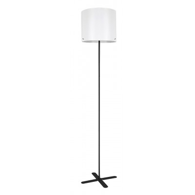 IZANDER Stojací lampa, těleso kov, povrch černá/stříbrná, stínítko plast bílá, pro žárovku 1x40W, E27, 230V, IP20, tř.2, rozměry d=300mm, h=1490mm.