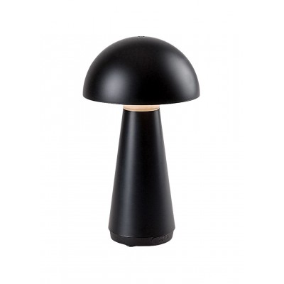 PERUS 3W, IP44,USB na baterie Stolní lampa na baterie, plast černá mat, dif plast opál, LED 3W, teplá 3000K, 130lm, stmív. dotykem, zvýš. krytí IP44, tř.3, rozměry d=160mm, h=290mm, nabíjení pomoc USB kabelu.