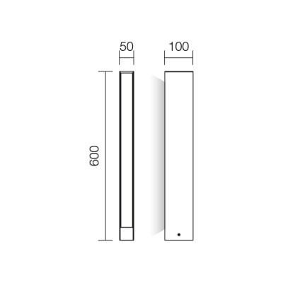 TWIN Venkovní sloupkové svítidlo, těleso hliník, povrch šedá, difuzor plast opál, LED 11W, 880lm, teplá 3000K, 230V, IP54, tř.1, rozměry h=600mm, 50x100mm, single