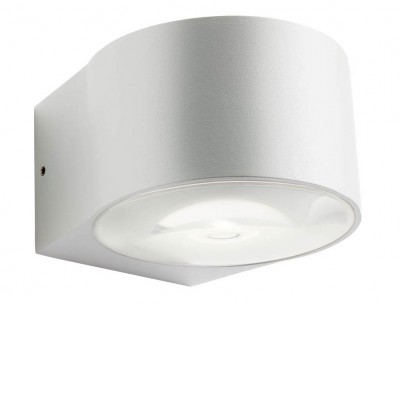 LOG Nástěnné venkovní svítidlo, těleso kov, povrch bílá mat/tmavě šedá, difuzor sklo, LED 6W/600lm, 12W/1200lm, teplá 3000K, 230V, IP65, tř.1, Ra80, rozměry d=107mm, svítí dolů/nahoru, dolů.