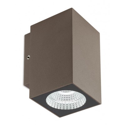 QUAD Nástěnné venkovní svítidlo, těleso kov, povrch hnědá, LED 1x3W, 360lm, teplá 3000K, Ra82, 230V, IP65, tř.1, rozměry 58,5x58,5x103mm, svítí dolů.