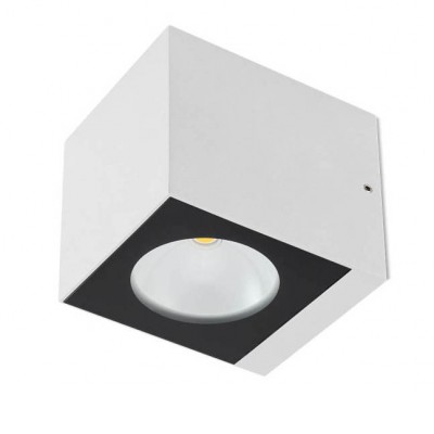 TEKO Nástěnné venkovní svítidlo, těleso kov, povrch bílá mat, kryt sklo, LED 1x6W, 660lm, teplá 3000K, Ra82, 230V, IP65, tř.1, rozměry 91x91x107mm, svítí dolů.