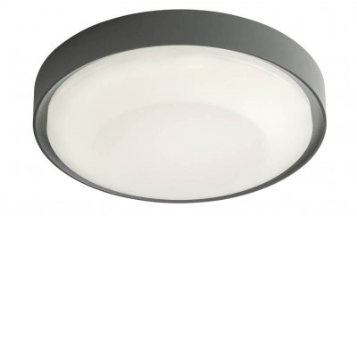 OSIRIS Stropní přisazené venkovní svítidlo, těleso kov, povrch tmavě šedá, difuzor plast opál, LED 20W, 1900lm, teplá 3000K, Ra80, 230V, IP65, tř.1, rozměry d=250mm, h=56mm.