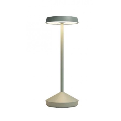 CAESA 2,2W, IP65, CCT Stolní venkovní lampa, hliník, povrch zelená, LED 2,2W, nastav. teplota CCT teplá 2700K-3000K,161lm, dotyk. stmív, napájení USB 3,7V baterie 4400mAh, svítí až 9h, IP65, d=110mm, h=295mm