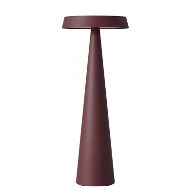 BATARA 2,5W, IP65, CCT Stolní venkovní lampa, hliník, povrch červená, LED 2,5W, nastav. teplota CCT teplá 2700K-3000K, dotyk. stmív, napájení USB, 3,7V baterie 4400mAh, svítí až 10h, IP65, d=120mm, h=300mm