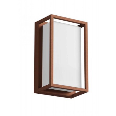 BETAREA LED 12W, IP54 Nástěnné venkovní svítidlo, těleso hliník, povrch rezivá, difuzor plast opál, LED 12W, teplá 3000K, 902lm, 230V, IP54, tř.1, rozměry 145x240x100mm.