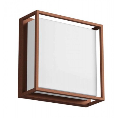 BETAREA LED 24W, IP54 Nástěnné venkovní svítidlo, těleso hliník, povrch rezivá, difuzor plast opál, LED 24W, teplá 3000K, 1725lm, 230V, IP54, tř.1, rozměry 250x250x100mm.