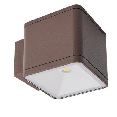 BETA Nástěnné venkovní svítidlo, těleso kov, povrch hnědá, kryt sklo, LED 1x6W,706lm, neutrální 4000K, Ra82, 230V, IP54, tř.1, rozměry 90x90x121mm, svítí dolů.