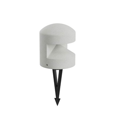 OXYTO 8W 180° 24V Sloupkové svítidlo, těleso beton, barva slonová kost, dif sklo opál, LED 8W, 156lm, teplá 3000K, vyzař. úhel 180°, Ra90, 24V, IP65, tř.3, rozměry d=160mm, h=185mm, vč. bodce do záhonu.