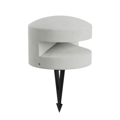 OXYTO 15W 180° 24V Sloupkové svítidlo, těleso beton, barva slonová kost, dif sklo opál, LED 15W, 396lm, teplá 2700K, vyzař. úhel 180°, Ra90, 24V, IP65, tř.3, rozměry d=250mm, h=185mm, vč. bodce do záhonu.