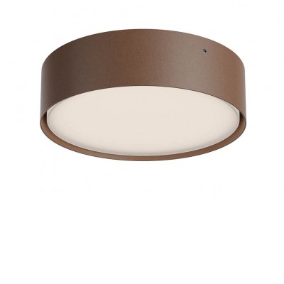 DULO PL R 29,5W CCT Stropní venkovní svítidlo, těleso hliník, povrch hnědá, dif plast opál, LED 29,5W, 2663lm-2803lm, přepín CCT teplá 2700K-3000K, vyzař úhel 114°, Ra80, 230V, IP65, tř.1, rozměry d=300mm, h=60mm.