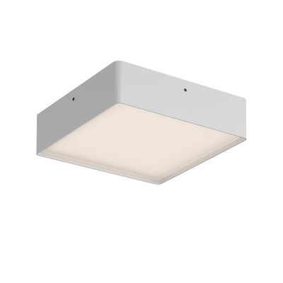 DULO PL SQ 29,5W CCT DALI Stropní venkovní svítidlo, hliník, bílá mat, dif plast opál, LED 29,5W, 2663lm-2803lm, přepín CCT teplá 2700K-3000K, stmív. DALI, vyzař úhel 114°, Ra80, 230V, IP65, tř.1, rozměry 270x60x270mm.