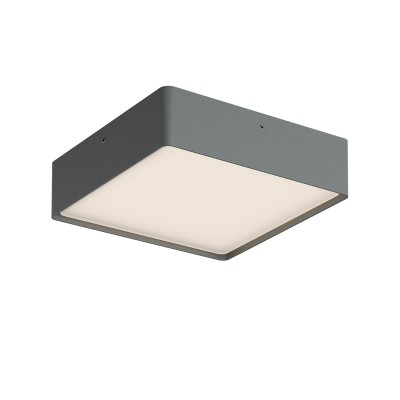 DULO PL SQ 21W CCT DALI Stropní venkovní svítidlo, hliník, tm. šedá, dif plast opál, LED 21W, 1798lm-1890lm, přepín CCT teplá 2700K-3000K, stmív, DALI, vyzař úhel 114°, Ra80, 230V, IP65, tř.1, rozměry 220x60x220mm.
