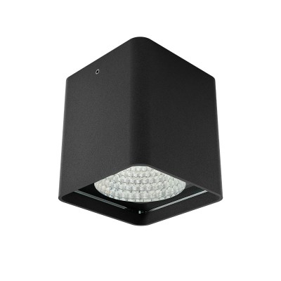GRINDSTED SQ 19W TRIAC Stropní bodové venkovní svítidlo, těleso hliník, povrch černá mat, krycí sklo čiré, LED 19W, 1430lm, teplá 3000K, stmív. TRIAC, vyzař. úhel 40°, Ra80, 230V, IP65, tř.1, rozměry 95x107x95mm.