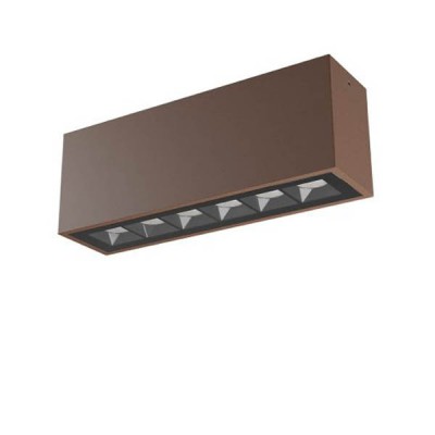 ROSI PL 15W IP65 Stropní přisazené venkovní svítidlo, těleso hliník, povrch hnědá, krycí sklo čiré, LED 15W, 1180lm, teplá 3000K, vyzař. úhel 38°, Ra80, 230V, IP65, tř.1, rozměry 265x95x69mm.
