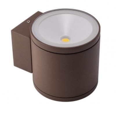 KALUNBORG WDU, 2x6W, IP54 Nástěnné venkovní svítidlo, těleso kov, povrch hnědá, difuzor sklo, LED 2x6W, 1412lm, neutrální 4000K, Ra82, 230V, IP54, tř.1, rozměry d=90mm, h=90mm, svítí nahoru/dolů.