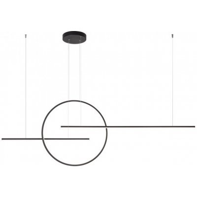 GIOTTO Závěsné svítidlo, těleso hliník, povrch černá, difuzor plast opál, LED 66W, neutrální 4000K, 5286lm, Ra80, stmív., 230V, IP20, rozměry d=600mm, rozměry 1752x100x40mm, vč.záv.kabelu, lze zkrátit.