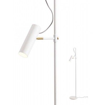 PIVOT Stojací lampa, základna kov, povrch bílá mat s mosaznými detaily, pro žárovku 1x40W, GU10, 230V, IP20, tř.2, rozměry d=250mm, h=1540mm, vypínač na tělese,