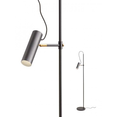 PIVOT Stojací lampa, základna kov, povrch černá mat s mosaznými detaily, pro žárovku 1x40W, GU10, 230V, IP20, tř.2, rozměry d=250mm, h=1540mm, vypínač na tělese,