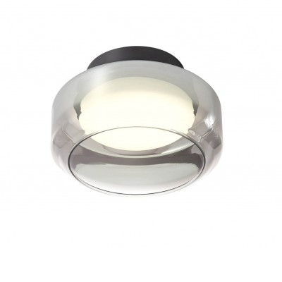 DELF PL 18W/24W/36W CCT Stropní svítidlo, základna kov, povrch černá, dif plast opál, stínítko sklo kouřové, LED 18W/1257lm, 24W/1731lm, 36W/2347lm, přepín CCT teplota teplá 3000K/neutr 4000K, Ra94, 230V, IP20, tř.1, rozměry dle typu.