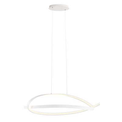 BRUGE HL 38W STEP Závěsné svítidlo, základna hliník, povrch bílá, dif plast opál, LED 38W, 2660lm, teplá 3000K, stmív. STEP, 230V, IP20, tř.2, rozměry 1070x450x250mm, vč. závěs. lanka l=1250mm, lze zkrátit.