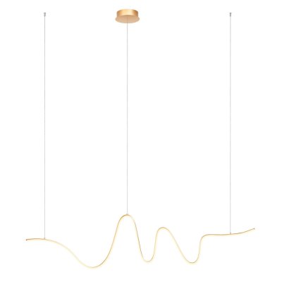 BRUGE HL 34W, STEP Závěsné svítidlo, základna hliník, povrch zlatá mat, dif plast opál, LED 34W, 2380lm, teplá 3000K, stmív. STEP, 230V, IP20, tř.2, rozměry 1600x400mm, vč závěs lanka l=1100mm, lze zkr.