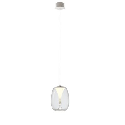 BERG HL 15W Závěsné svítidlo, základna kov, povrch chrom, difuzor plast opál, stínítko sklo čiré, LED 15W, 1050lm, teplá 3000K, Ra80, 230V, IP20, tř.2, rozměry d=270mm, h=370mm, vč závěs kabelu l=1130mm, lze zkr.