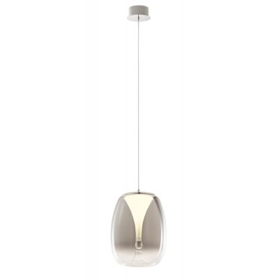BERG HL 6W/8W/15W Závěsné svítidlo, základna kov, povrch chrom/černá, difuzor plast opál, stínítko sklo čiré/kouřové, LED 6W/420lm, 8W/560lm, 15W/1050lm, teplá 3000K, Ra80, 230V, IP20, tř.2, rozměry dle typu.