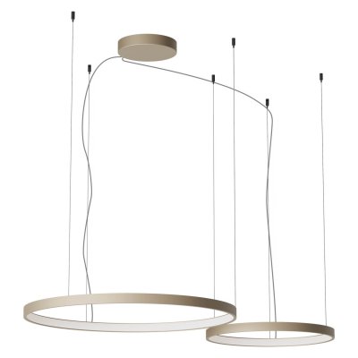 LEVERI HL R 98W TRIAC CCT Závěsné svítidlo, hliník, povrch stříbrno-kávová, LED 98W, 5739lm-6103lm, přepín. CCT teplá 2700K-neutr 4000K, stmív. TRIAC, Ra90, 230V, IP20, tř.1, d=500+750mm, vč závěs lanka l=3000mm, lze zkr.