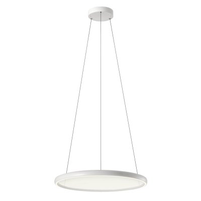 SAROS 35W+35W, CCT Závěsné svítidlo, hliník, bílá lesk, dif plast čirý, LED 35W+35W, 3534lm-3770lm, dálk. ovl. CCT teplá 2700K-denní 5000K, stmív, Ra90, 230V, IP20, tř.1, d= 655mm, vč lank. závěsu l=1500mm, lze zkr.