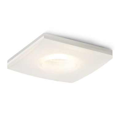 ZENZE LED 5W VÝPRODEJ Stropní, vestavné, bodové svítidlo čtvercové, difuzor sklo opál mat, LED 5W COB, teplá 3000K, 450lm, vč trafa 230V/350mA (na kabelu), IP20, 90x90mm, h=120mm