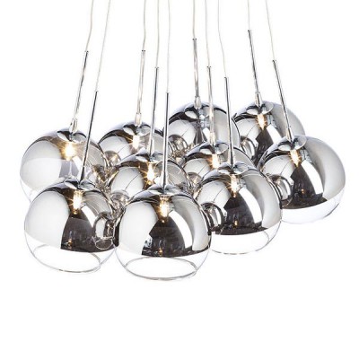ASTRAL Závěsné svítidlo, základna kov, chrom, difuzor sklo, komb chom lesk a čirá, pro žárovku 10x20W, G4, vč. trafa 230V/12V, IP20, tř.1, d=110mm, závěs l=1100mm lze zkrátit