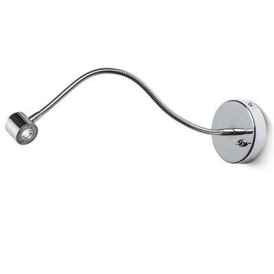 BORIS FLEXI VÝPRODEJ Nástěnné svítidlo, těleso kov, povrch chrom, LED 3W, teplá 3000K, vyzař úhel 45°, vč. trafa 230V/700mA, d=35mm, flexibilní rameno husí krk l=440mm, vč vypín