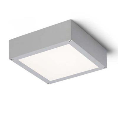 SCOT Stropní svítidlo, těleso hliník, povrch šedostříbrná, difuzor plast opál. LED 9,8W, teplá 3000K, 637lm/cca jako 35W žárovka, 230V, IP54, tř.1, 220x220x70mm