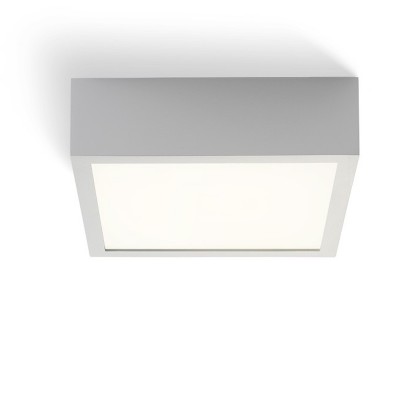 STRUCTURAL Stropní přisazené svítidlo, čtvercové, těleso hliník, povrch broušený, difuzor plast opál, LED 12W, 900lm, teplá 3000K, Ra80, 230V, IP20, rozměry 200x200x60mm.