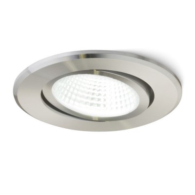 MIRO Stropní, vestavné, bodové, svítidlo, výkloné, těleso hliník, povrch nerez, LED 3W, teplá 3000K, 270lm/cca 15W žár., 230V/350mA, IP20, tř.1, rozměry d=85mm