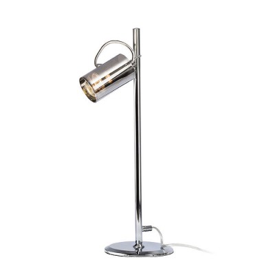 BUGSY Stolní lampa, těleso kov, povrch chrom, difuzor sklo chromované, pro žárovku 1x50W, GU10, ES50, 230V, IP20, tř.1, d=150mm, h=490mm, s vypínačem