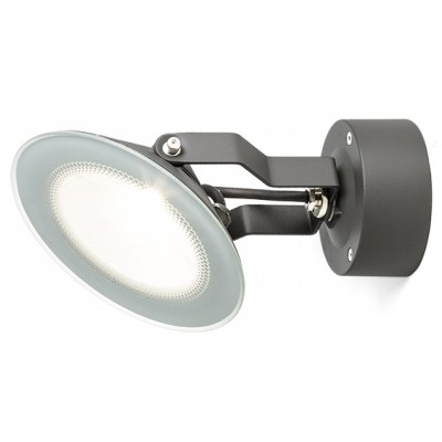 FOX-LED Přisazené venkovní svítidlo, nastavitelný směr svícení, těleso kov, povrch lak černá mat, krycí sklo čiré, LED 1x9W, teplá 3000K, 900lm, Ra80, 230V, IP65, tř.1. rozměry d=160mm h=235mm