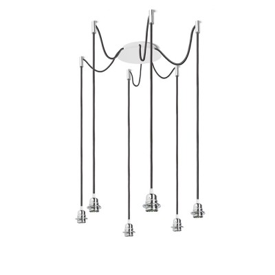 KOMBIX 4 Závěsný kabel s objímkou, základna kov, povrch bílá, chromové úchyty, kabel černý, pro žárovku 6x28W, E27, 230V, IP20, tř.1, základna d=180mm, kabel l=3000mm, lze zkrátit, BEZ STÍNÍTKA