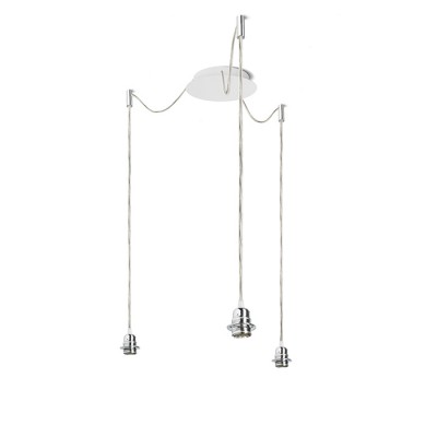 KOMBIX 3 Závěsný kabel s objímkou, základna kov, povrch bílá, chromové úchyty, kabel trasparentní, pro žárovku 3x28W, E27, 230V, IP20, tř.1, základna d=180mm, kabel l=3000mm, lze zkrátit, BEZ STÍNÍTKA