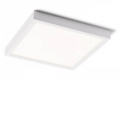 STRUCTURAL Stropní přisazené svítidlo, těleso hliník, povrch bílá, difuzor plast opál, LED 40W, 2918lm, teplá 3000K, 230V, Ra80, IP20, rozměry 400x400mm.