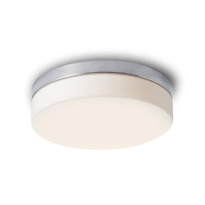 AWE do koupelny Stropní svítidlo, základna kov, povrch chrom, difuzor sklo opál, LED 14W, teplá 3000K, 580lm/cca 30W žár.,230V, do koupelny IP44, tř.1, d=230mm, h=80mm