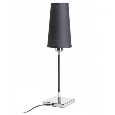 LULU Stolní lampa, těleso kov, povrch chrom lesk a lak černá mat, stínítko textil černá, pro žárovku 1x28W, E27, 230V, IP20, tř.2. rozměry základna 140x140mm, h=590mm, vč. vypínače na kabelu